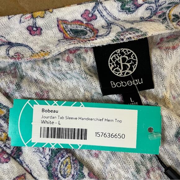 Stitch Fix Bobeau Jourdan Tab Sleeve Handkerchief Hem Top - Picture 6 of 7